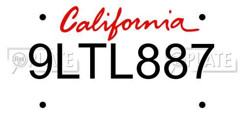 9LTL887 California License Plate