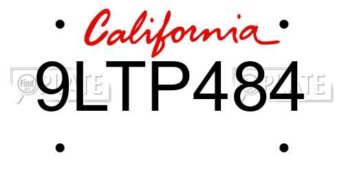 9LTP484 California License Plate
