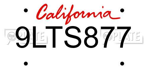 9LTS877 California License Plate
