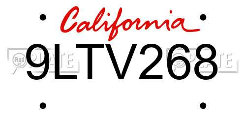 9LTV268 California License Plate