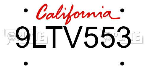 9LTV553 California License Plate