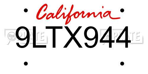 9LTX944 California License Plate