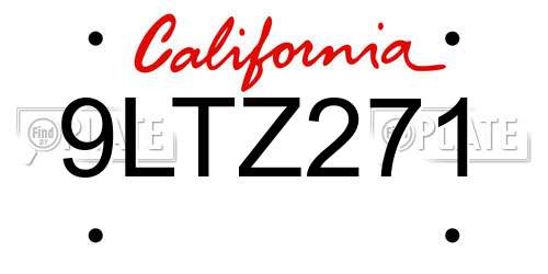 9LTZ271 California License Plate