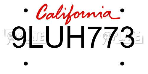 9LUH773 California License Plate