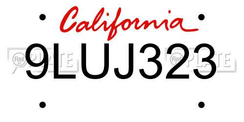 9LUJ323 California License Plate
