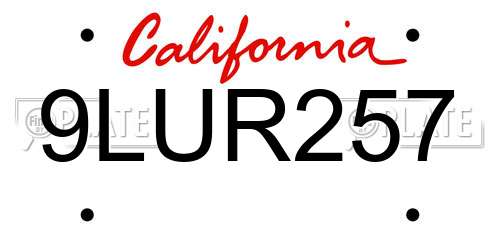 9LUR257 California License Plate