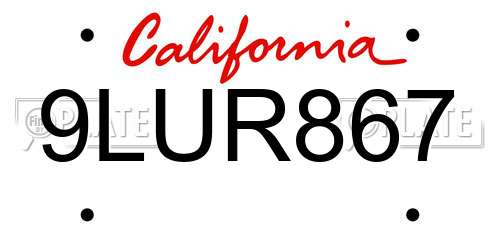 9LUR867 California License Plate