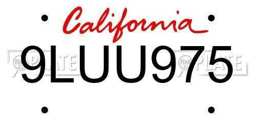 9LUU975 California License Plate