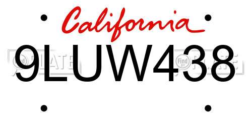 9LUW438 California License Plate