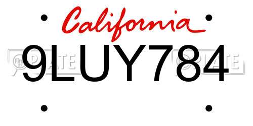 9LUY784 California License Plate