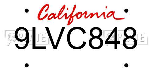 9LVC848 California License Plate