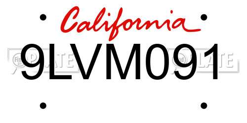 9LVM091 California License Plate