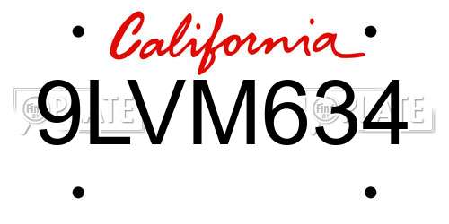 9LVM634 California License Plate