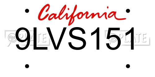 9LVS151 California License Plate