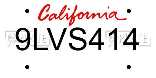 9LVS414 California License Plate