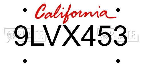 9LVX453 California License Plate