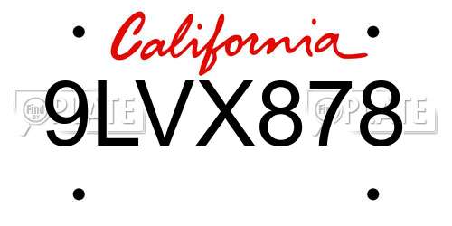 9LVX878 California License Plate