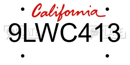 9LWC413 California License Plate