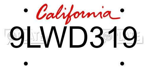 9LWD319 California License Plate