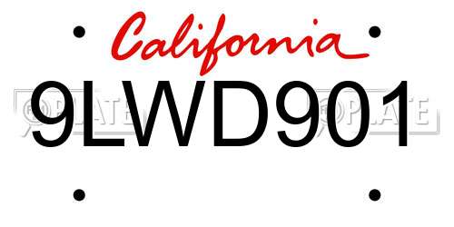 9LWD901 California License Plate
