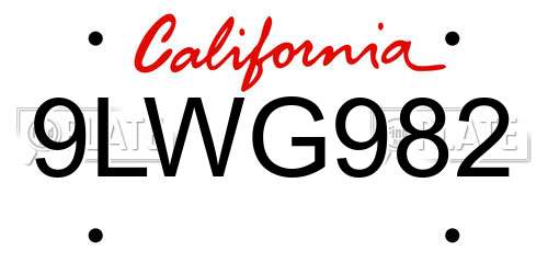 9LWG982 California License Plate