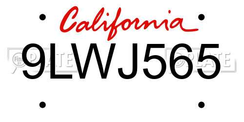 9LWJ565 California License Plate
