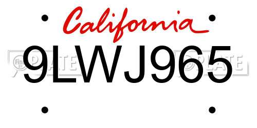 9LWJ965 California License Plate
