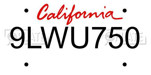 9LWU750 California License Plate