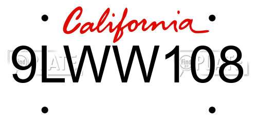 9LWW108 California License Plate