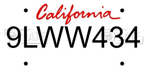 9LWW434 California License Plate