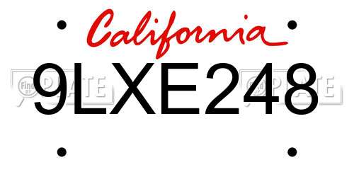 9LXE248 California License Plate
