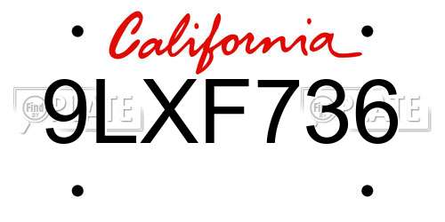 9LXF736 California License Plate