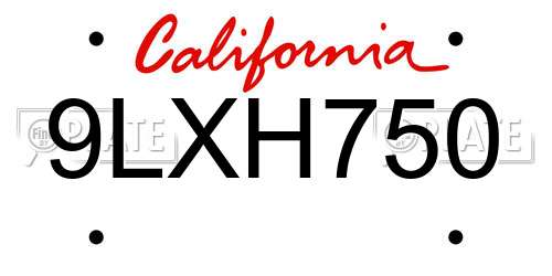 9LXH750 California License Plate