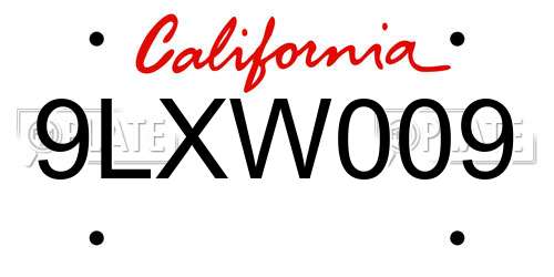 9LXW009 California License Plate