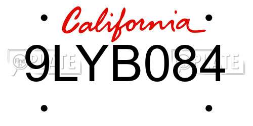 9LYB084 license plate in CA state