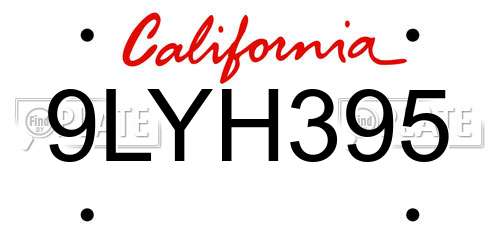 9LYH395 California License Plate