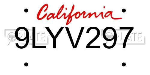 9LYV297 California License Plate