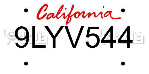 9LYV544 California License Plate