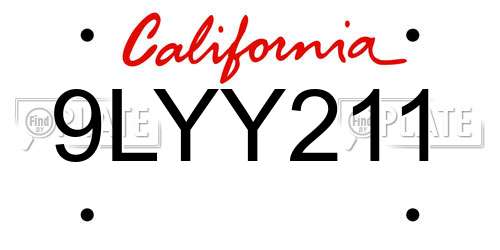 9LYY211 California License Plate