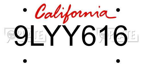 9LYY616 California License Plate