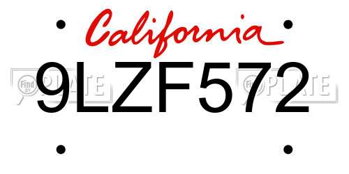 9LZF572 California License Plate
