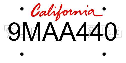 9MAA440 California License Plate