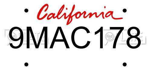 9MAC178 California License Plate