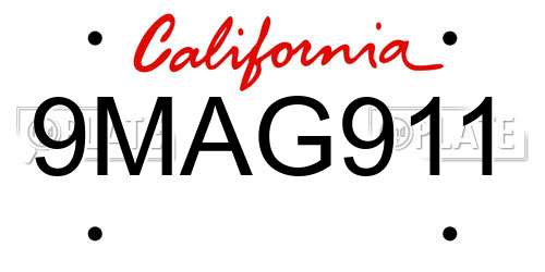 9MAG911 California License Plate