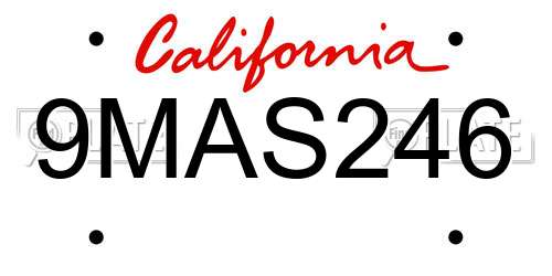 9MAS246 California License Plate