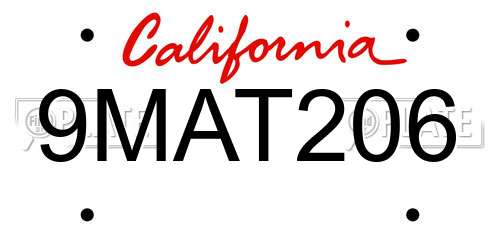 9MAT206 California License Plate