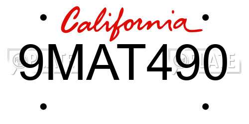 9MAT490 California License Plate