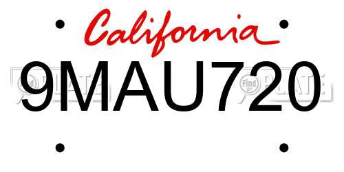 9MAU720 California License Plate
