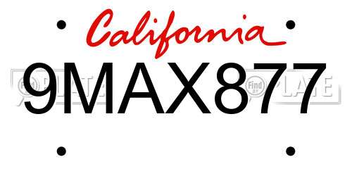 9MAX877 California License Plate