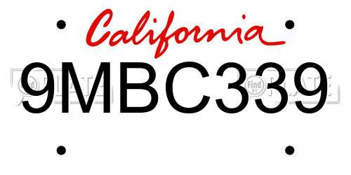 9MBC339 California License Plate